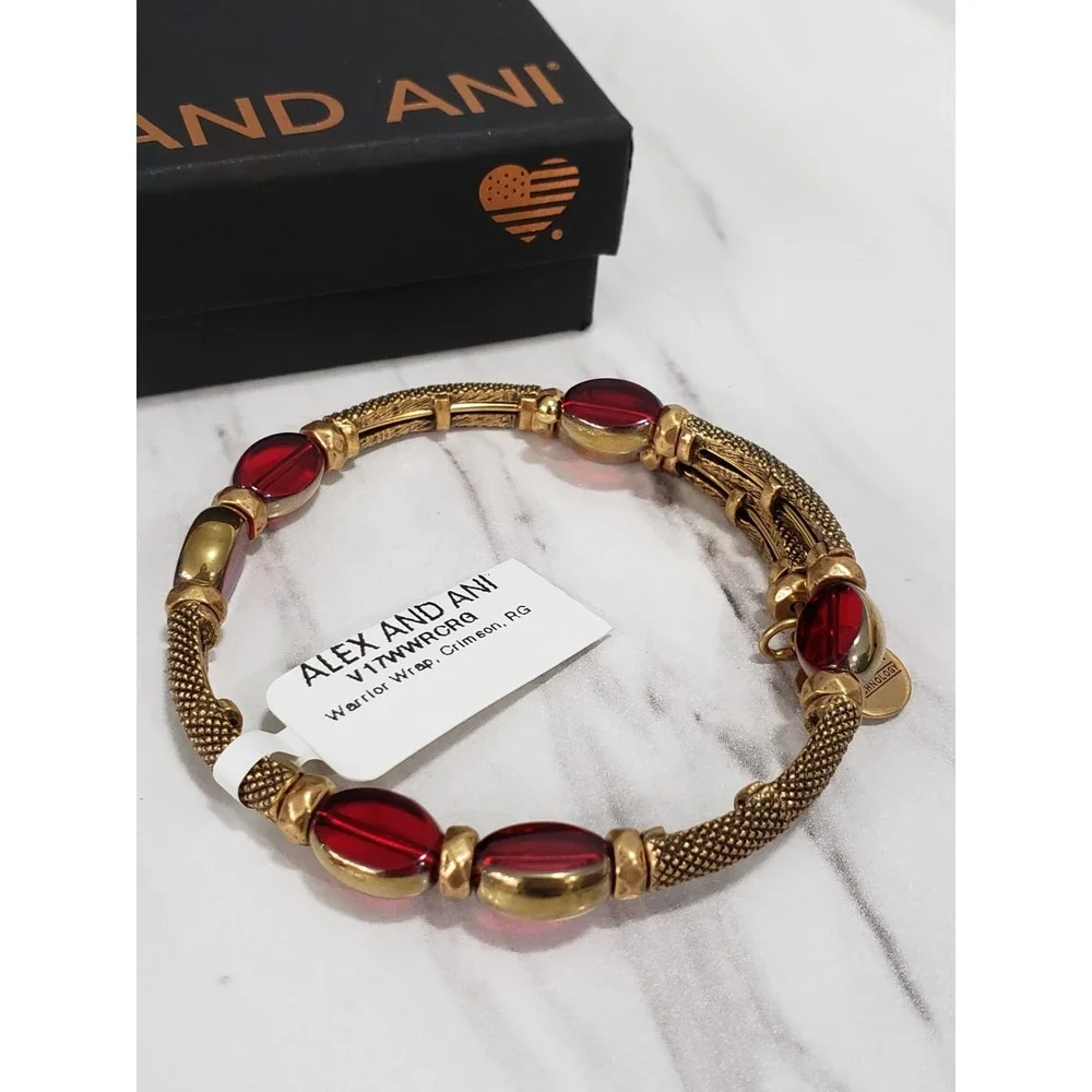 NEW Alex and Ani Warrior Crimson Wrap Beaded Bracelet